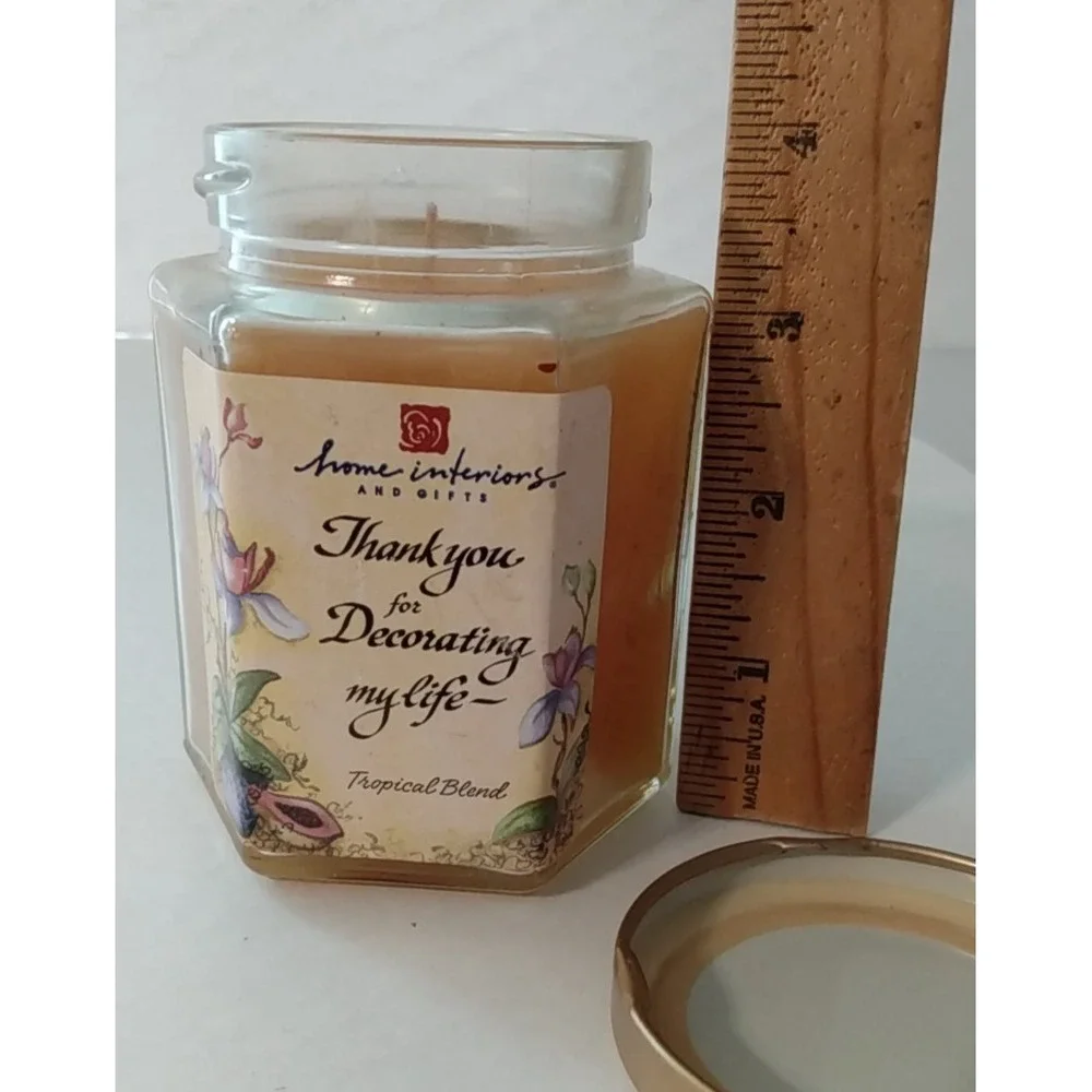 VTG Home Interiors Jar Candle Tropical Blend Scented New Never Burned Gift 4